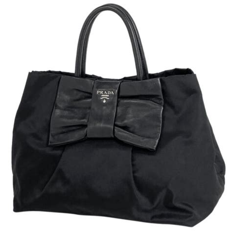 bn1601 prada peonia|PRADA Logo Ribbon Tote Bag Black NERO Nylon Leather .